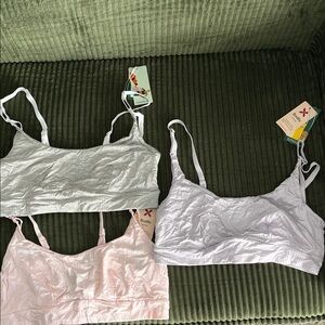 Soft Cotton Blend Bra Set - Gray, Pink, and White